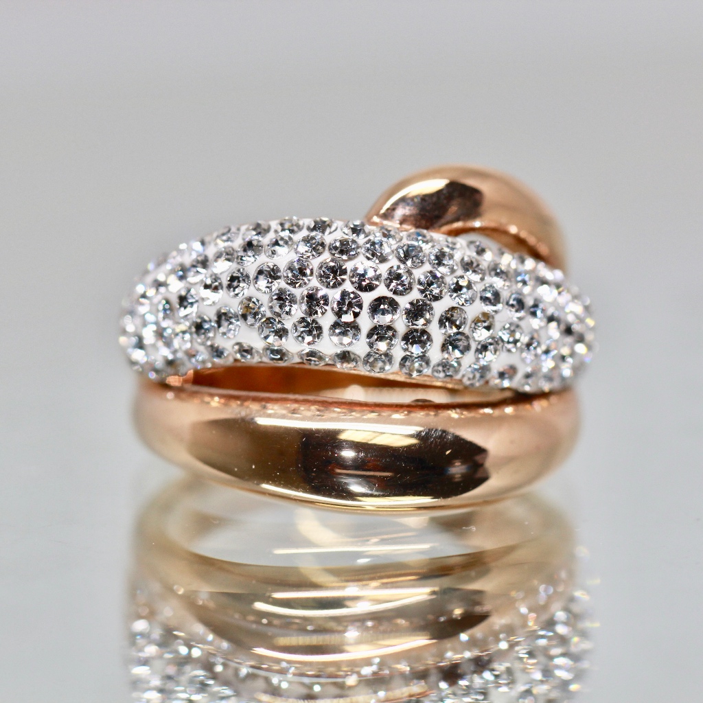 18k Rose Gold Dipped White Topaz Statement Ring